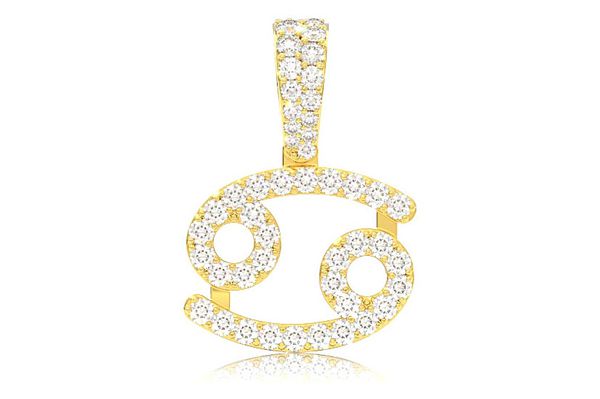 Cancer Zodiac Diamond Pendant 14k Solid Gold 0.87ctw