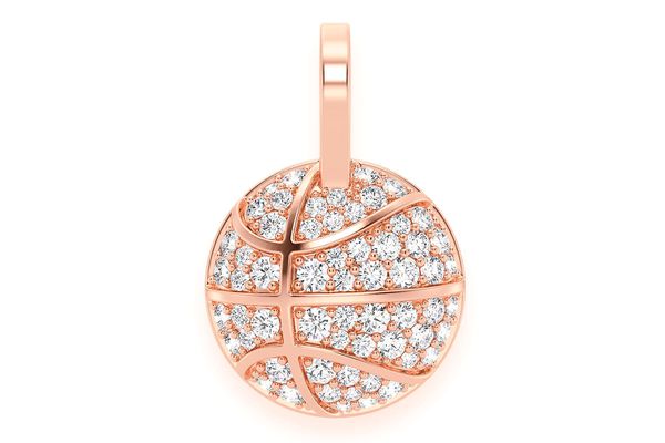 Basketball Diamond Pendant 14k Solid Gold 0.40ctw