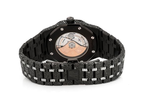 Audemars Piguet Royal Oak 41MM Steel - Fully Iced Out Black & White Diamonds