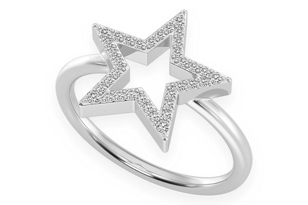 Open Star Diamond Ring 14k Solid Gold 0.15ctw