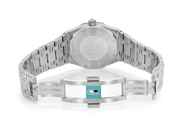 Audemars Piguet Royal Oak 37MM Stainless Steel - Fully Iced Out 17.50ctw