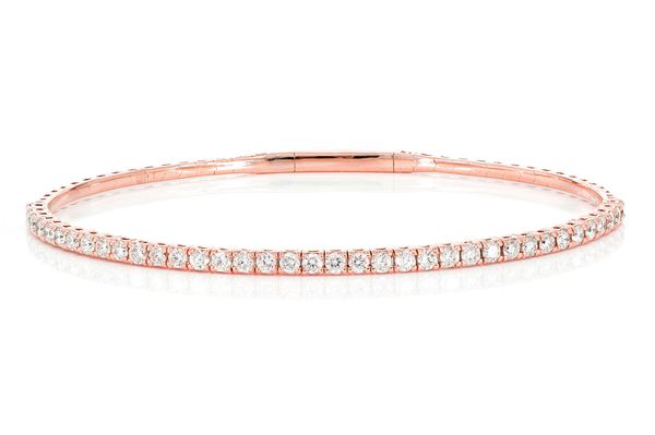 4pt Prong Set Diamond Tennis Bracelet Flex Bangle 1.50ctw 14k Solid Gold