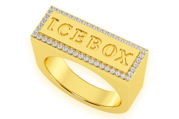 Icebox Logo Diamond Ring 14k Solid Gold 0.30ctw