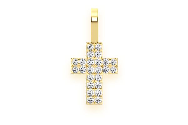 Two Row Cross Diamond Pendant 14k Solid Gold 0.25ctw