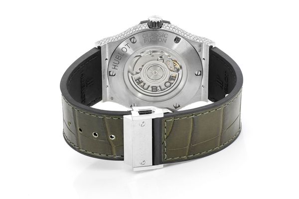 Hublot Classic Fusion Steel - 6.00ctw Fully Iced Out Green Dial & Band