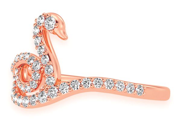 Full Body Swan Diamond Ring 14k Solid Gold 0.33ctw