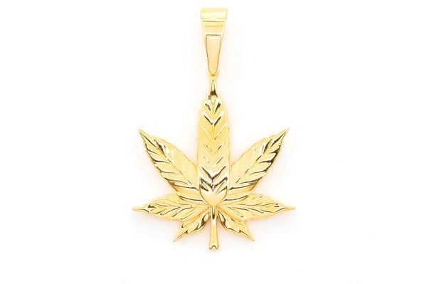 Cannabis Leaf Pendant 14k Solid Gold