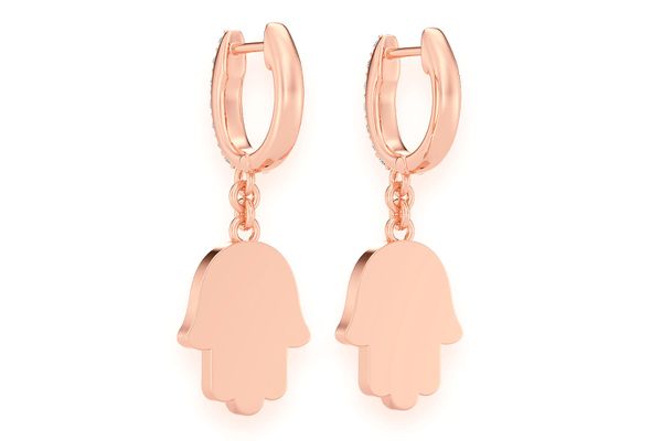 Hamsa Dangling Diamond Earrings 14k Solid Gold 0.56ctw