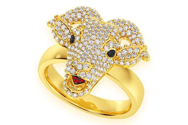 Goat Head Diamond Ring 14k Solid Gold 1.10ctw