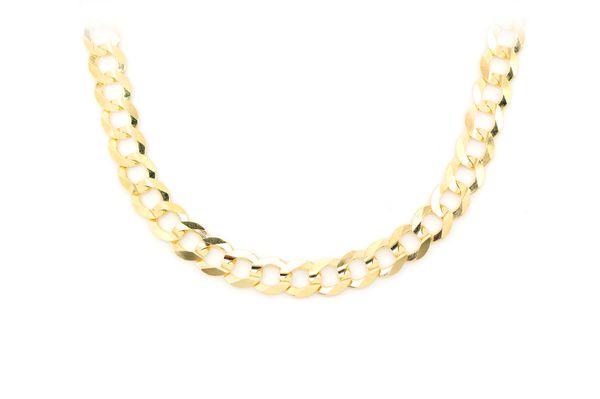 7MM Flat Curb Link 14k Solid Gold Chain