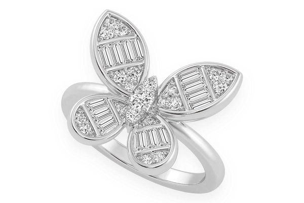 Butterfly Diamond Ring 14k Solid Gold 0.70ctw