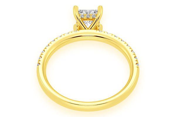 Thinn - 0.75ct Princess Solitaire - One Row Under Halo - Diamond Engagement Ring - All Natural