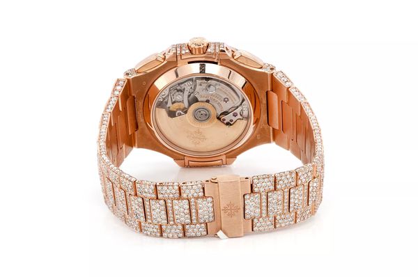 Patek philippe iced out rose gold best sale