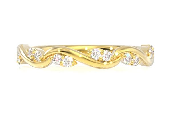 Leaf On Vine Diamond Band 14k Solid Gold 0.10ctw