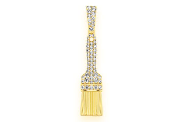 Paint Brush Diamond Pendant 14k Solid Gold 0.65ctw