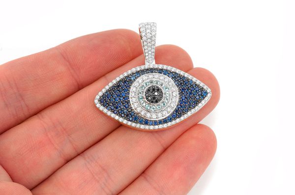 Evil Eye Diamond Pendant 14k Solid Gold 3.50ctw