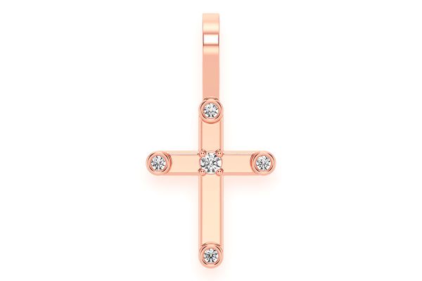 5 Diamond Cross Pendant 14k Solid Gold 