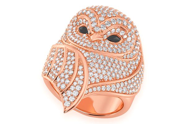 Owl Diamond Ring 14k Solid Gold 3.00ctw