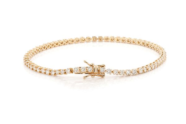 3pt Prong Set Diamond Tennis Bracelet 14k Solid Gold 2.50ctw