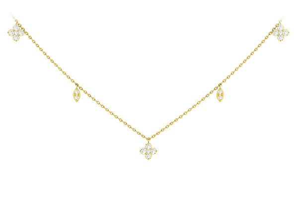 Clover Dangle Necklace 14k   .25ctw