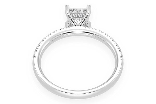 Thinn - 0.75ct Princess Solitaire - One Row Under Halo - Diamond Engagement Ring - All Natural