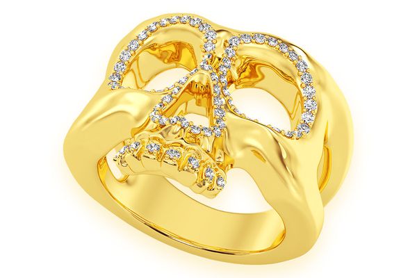 Skull Diamond Ring 14k Solid Gold 0.40ctw