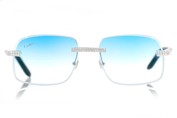 Cartier Glasses Iced Out Diamonds Rimless - 2.00ctw - White Gold