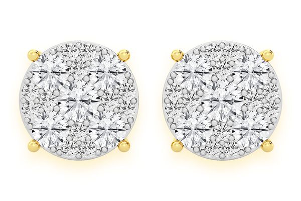 3.00ctw Mosaic Stud Diamond Earrings 14k Solid Gold