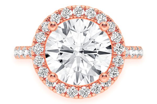 Thav - 3.00ct Round Solitaire - Scallop Halo One Row - Diamond Engagement Ring - All Natural Vs Diamonds