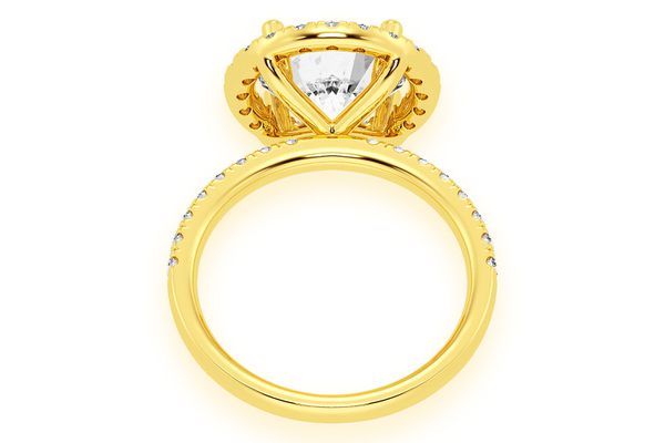 Thav - 3.00ct Round Solitaire - Scallop Halo One Row - Diamond Engagement Ring - All Natural Vs Diamonds