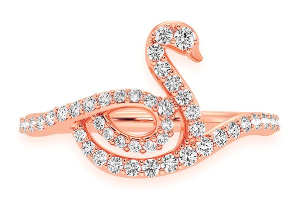 Full Body Swan Diamond Ring 14k Solid Gold 0.33ctw