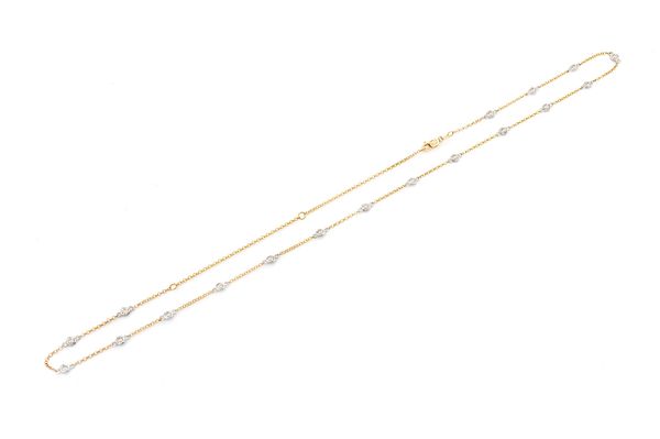 Eternity Round Bezel Set Diamond Necklace 14k Solid Gold 1.00ctw