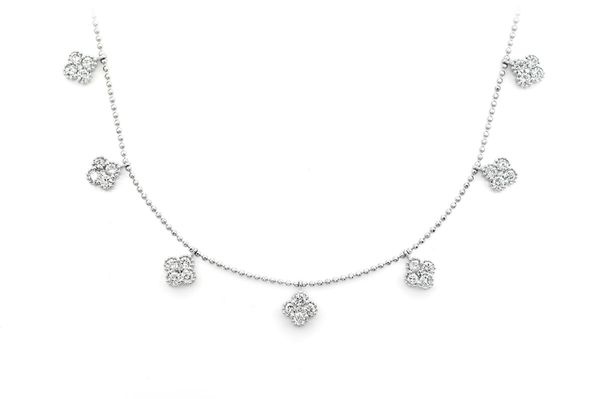 Clover Diamond Necklace 14k Solid Gold 1.75ctw