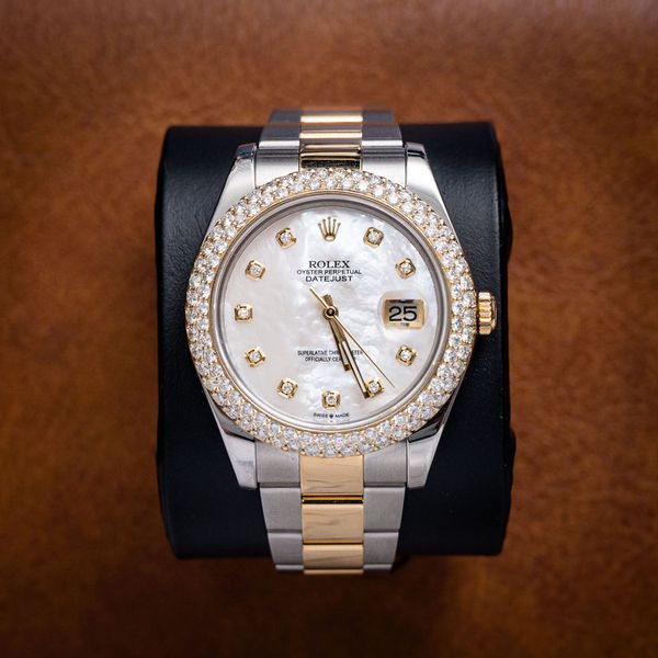 Rolex Datejust 41 - Ss/18ky 4ctw Oyster Custom Dia Bezel (2015) - Wc