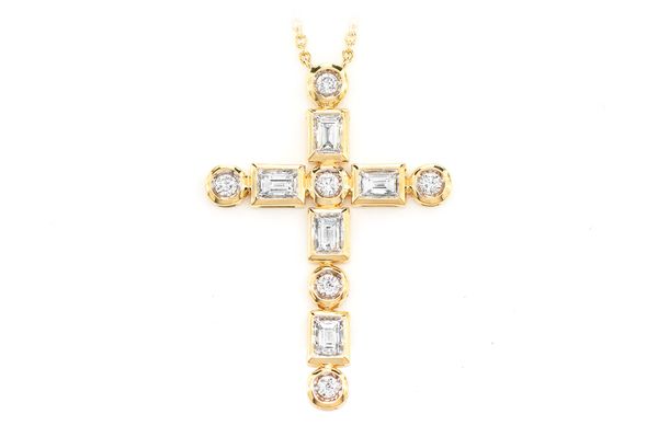 Baguette & Round Necklace 14k   .75ctw