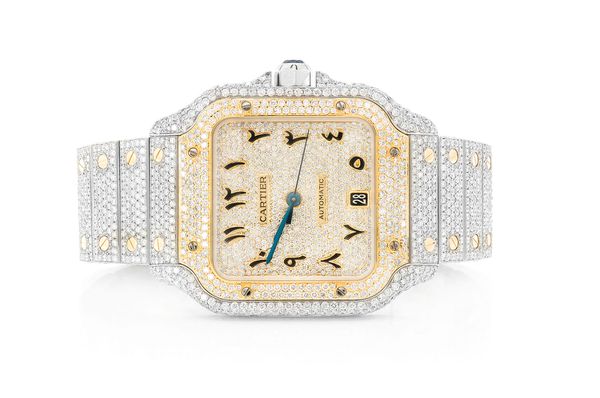 Icebox Cartier Santos De Cartier 40MM 18k Yellow Gold Steel 21.50ctw 4072