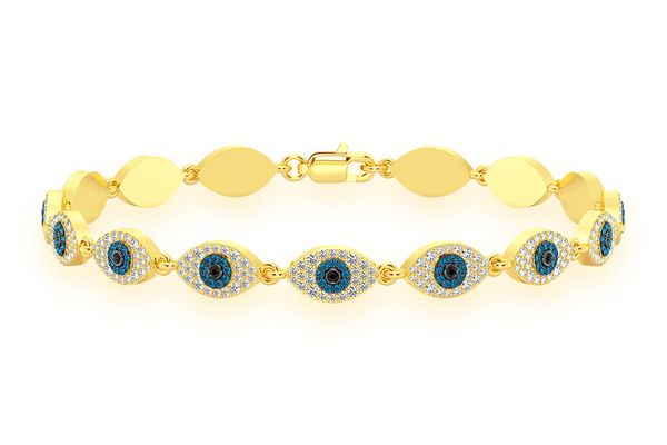 Evil Eye Eternity Diamond Bracelet 14k Solid Gold 2.45ctw