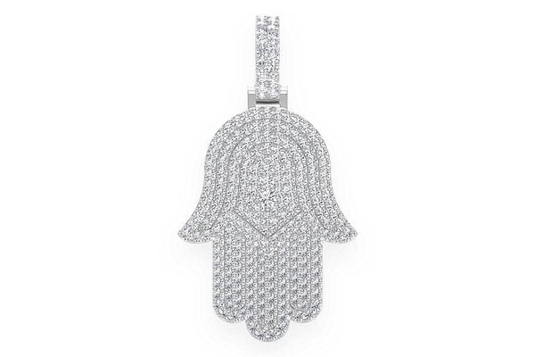 Hamsa Diamond Pendant 14k Solid Gold 2.00ctw