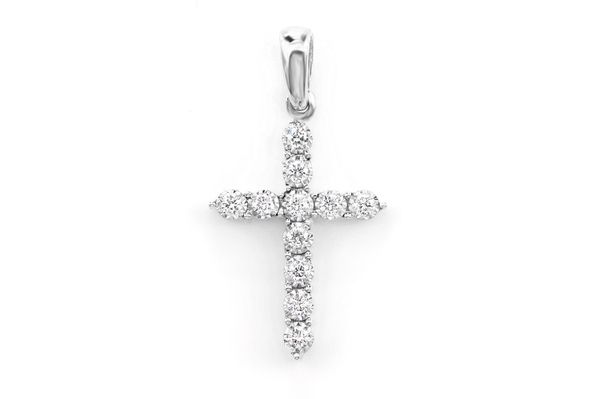 One Row Miracle Set Diamond Cross Pendant 14k Solid Gold 0.12ctw