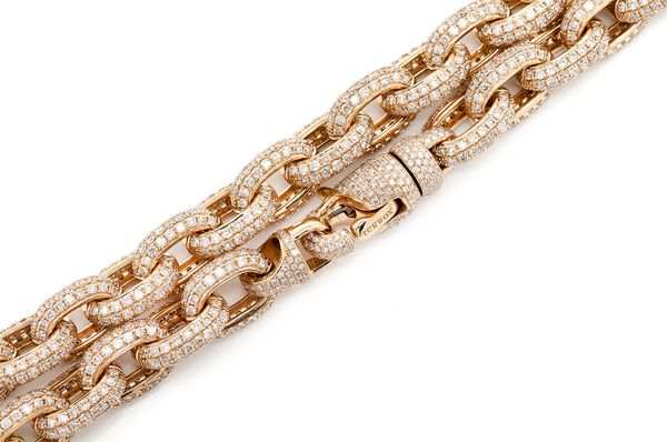 Elongated Rolo Link Diamond Necklace 14k Solid Gold 58.48ctw