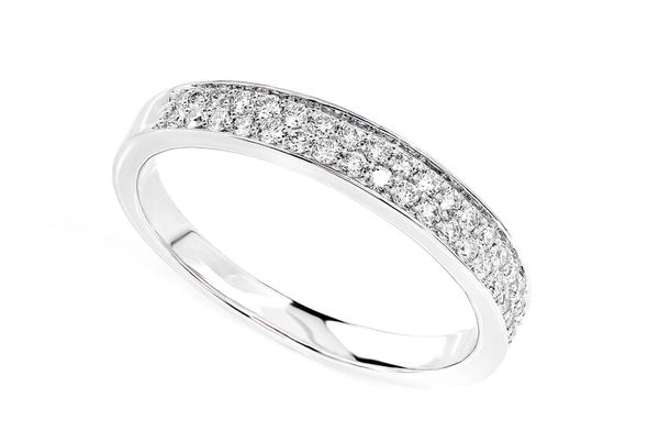 Two Row Border Diamond Band 14k Solid Gold 0.33ctw 