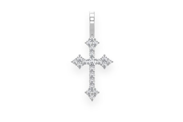 Cross Diamond Pendant 14k Solid Gold 0.15ctw