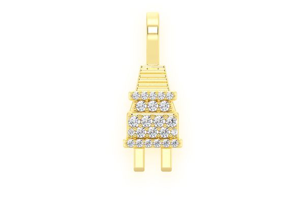 Plug Diamond Pendant 14k Solid Gold .10ctw