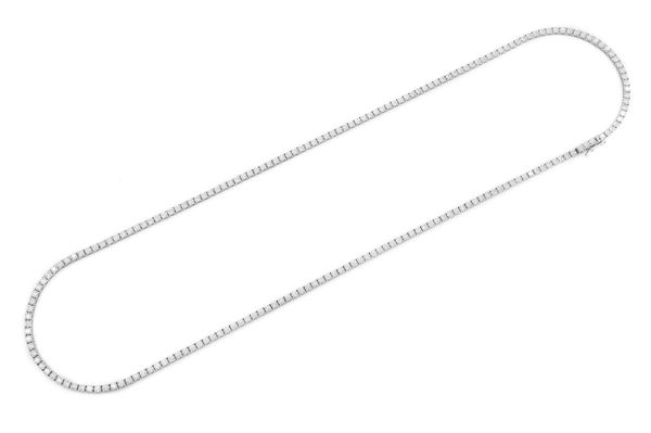 5pt Prong Set Tennis Necklace 14k   11.00ctw