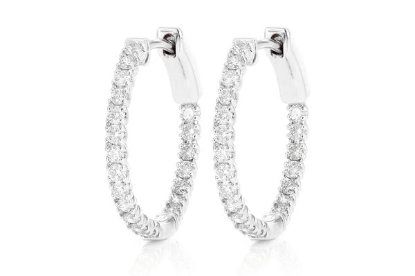 4pt Inside-out Hoop Diamond Earrings 14k Solid Gold 0.75ctw