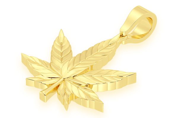 Cannabis Leaf Pendant 14k Solid Gold