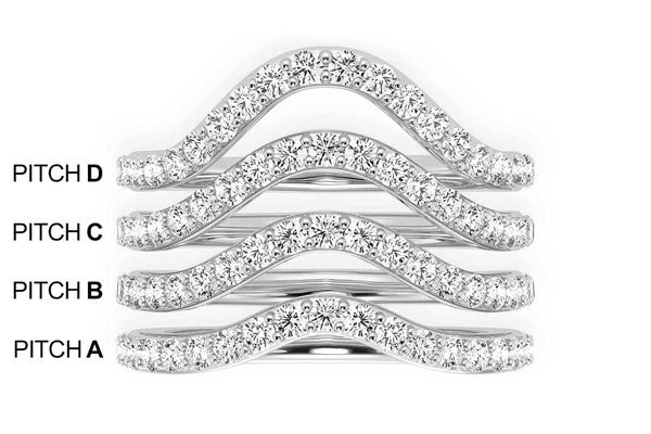 Pitch A Curved Diamond Band 14k Solid Gold 0.40ctw