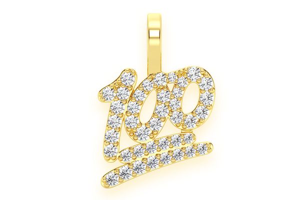 100 Emoji Diamond Pendant 14k Solid Gold .45ctw