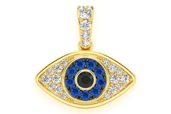 Evil Eye Bubbly Diamond Pendant 14k Solid Gold 0.50ctw