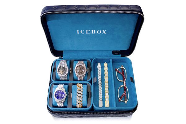 Icebox Leather World Traveler Jewelry Case - 4 Watches